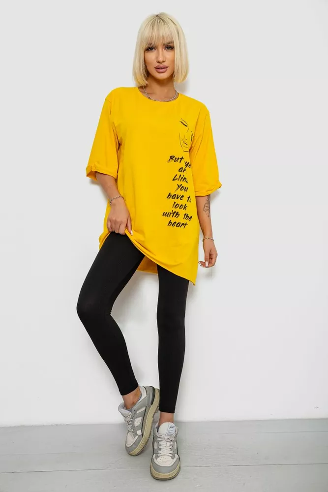 Купить Футболка женская с принтом, цвет желтый, 244R2008 - Фото №2