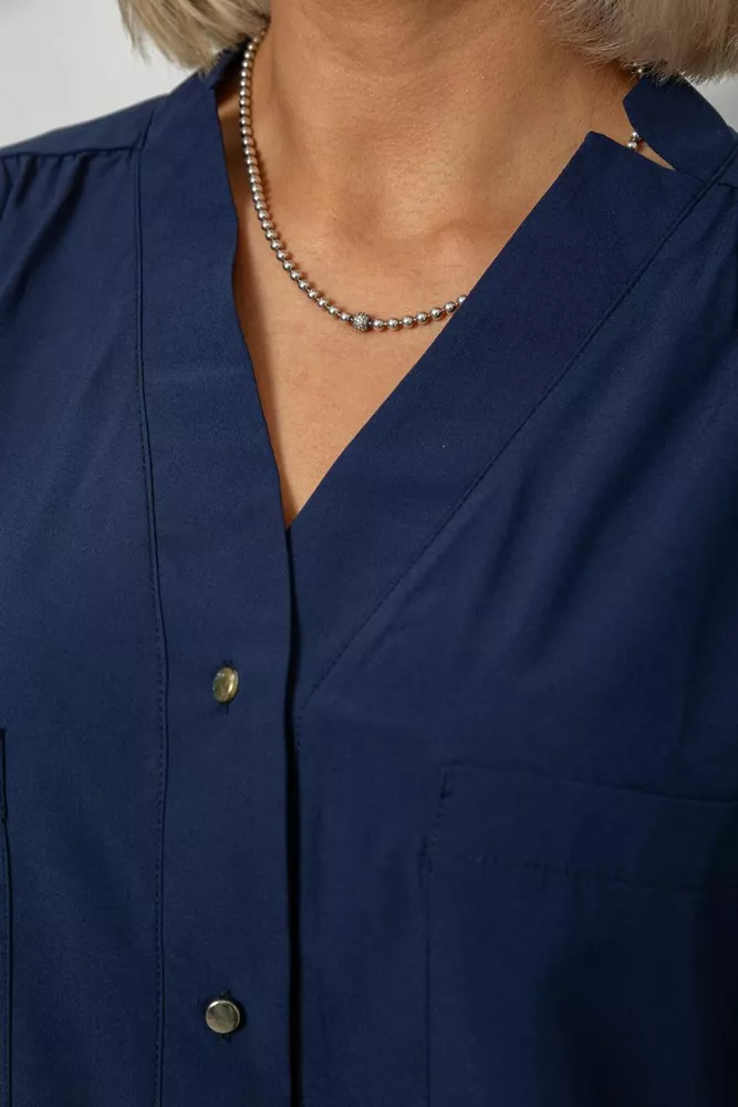 Купити Блуза однотонна, колір синій, 230R91-2 - Фото №5