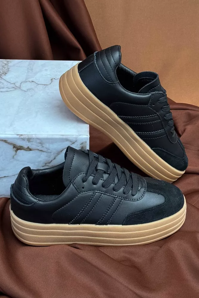 Купить Кроссовки женские демисезонные, цвет черно-бежевый, 248RCX1580 - Фото №6