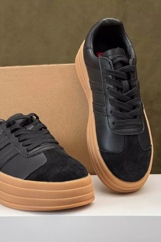 Купить Кроссовки женские демисезонные, цвет черно-бежевый, 248RCX1580 - Фото №2