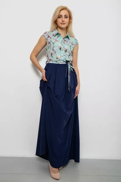 Платье с цветочным принтом, цвет мятно-синий, 230R79