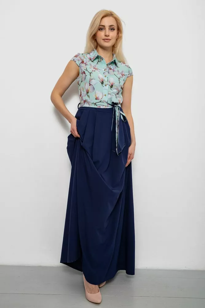 Купить Платье с цветочным принтом, цвет мятно-синий, 230R79 - Фото №1