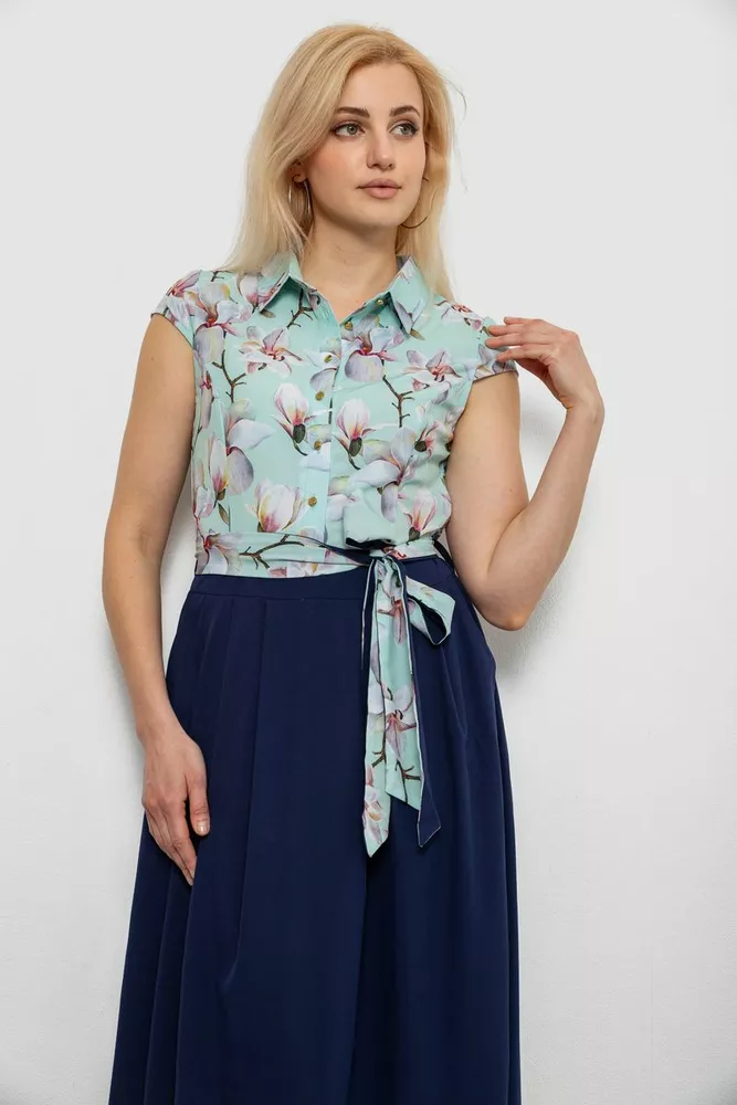 Купить Платье с цветочным принтом, цвет мятно-синий, 230R79 - Фото №2