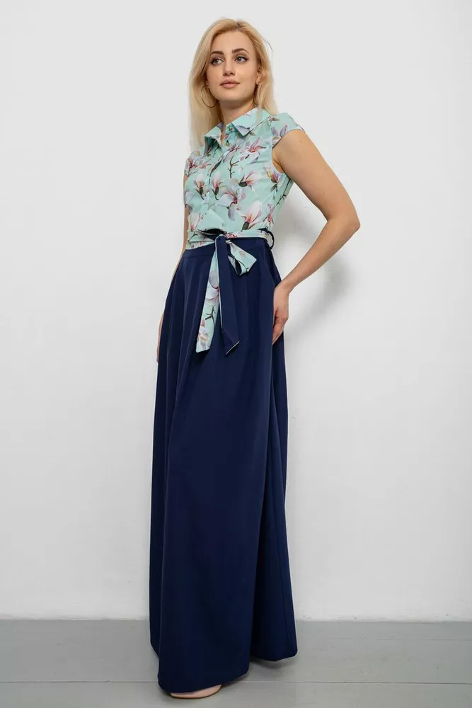 Купить Платье с цветочным принтом, цвет мятно-синий, 230R79 - Фото №3