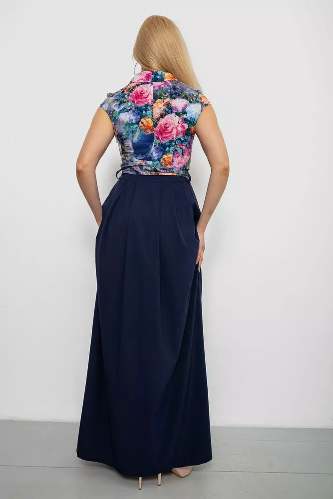 Купить Платье с цветочным принтом, цвет темно-синий, 230R79 - Фото №4