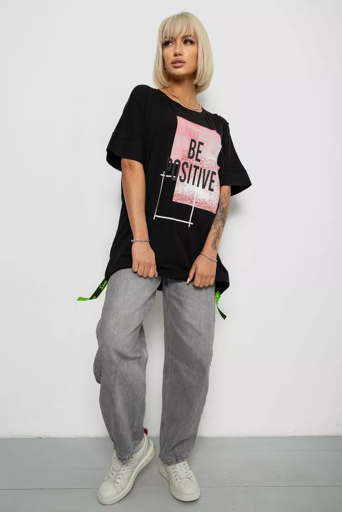 Купить Футболка женская с принтом, цвет черный, 244R4011 - Фото №2