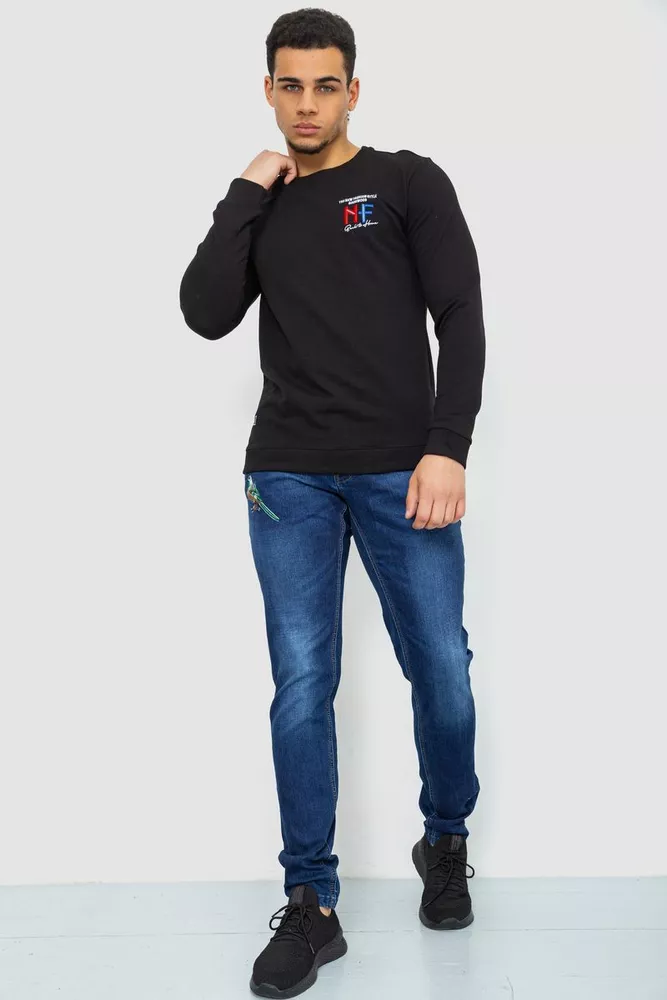 Купити Батник чоловічий двонитка, колір чорний, 244RW016 - Фото №2