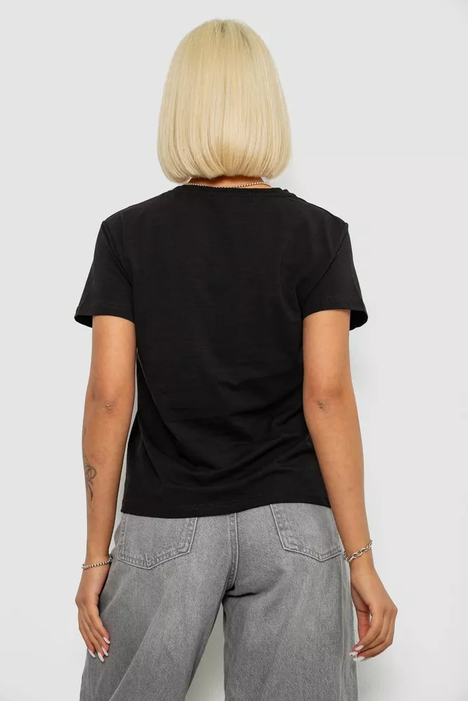 Купить Футболка женская с принтом, цвет черный, 244R1022 - Фото №4