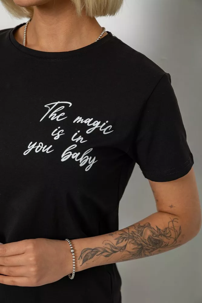 Купить Футболка женская с принтом, цвет черный, 244R1022 - Фото №5