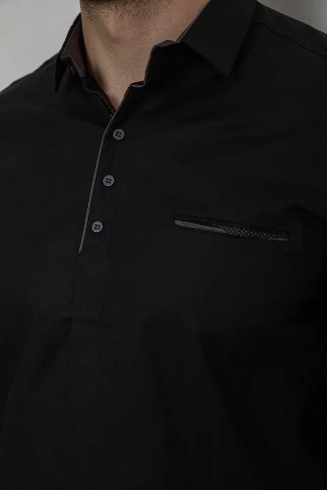 Купить Рубашка мужская однотонная, цвет черный, 186R7150 - Фото №6