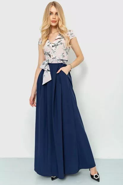 Сукня з квітковим принтом, колір пудрово-синій, 230R79