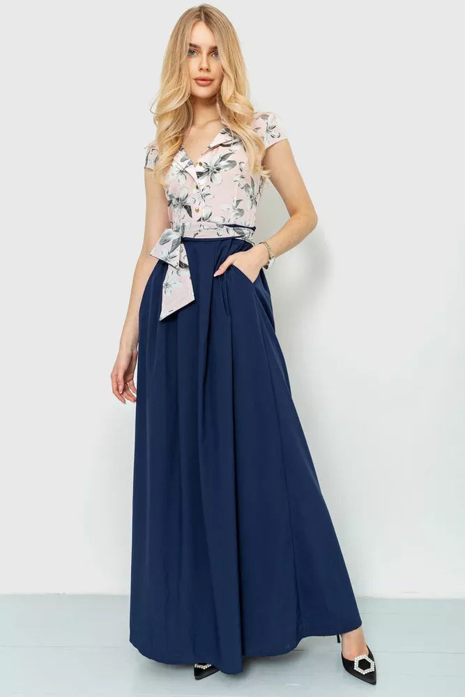 Купити Сукня з квітковим принтом, колір пудрово-синій, 230R79 оптом - Фото №1