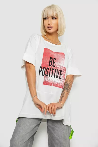 Футболка женская с принтом, цвет белый, 244R4011
