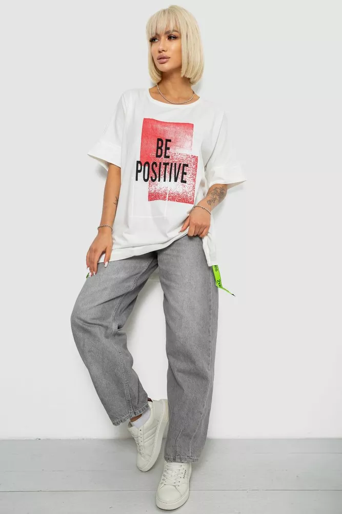 Купить Футболка женская с принтом, цвет белый, 244R4011 - Фото №2