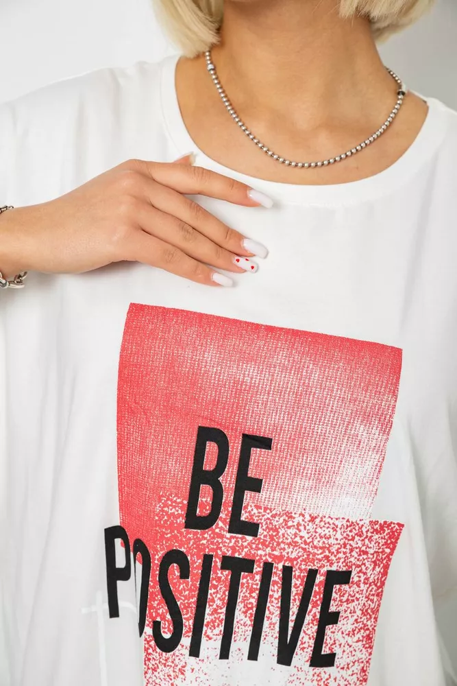 Купить Футболка женская с принтом, цвет белый, 244R4011 - Фото №6