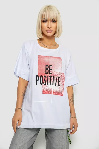 Футболка жіноча з принтом, колір білий, 244R4011