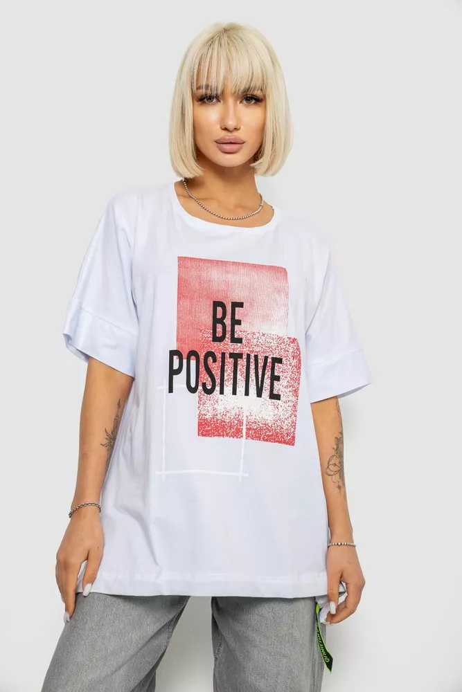 Купить Футболка женская с принтом, цвет белый, 244R4011 - Фото №7
