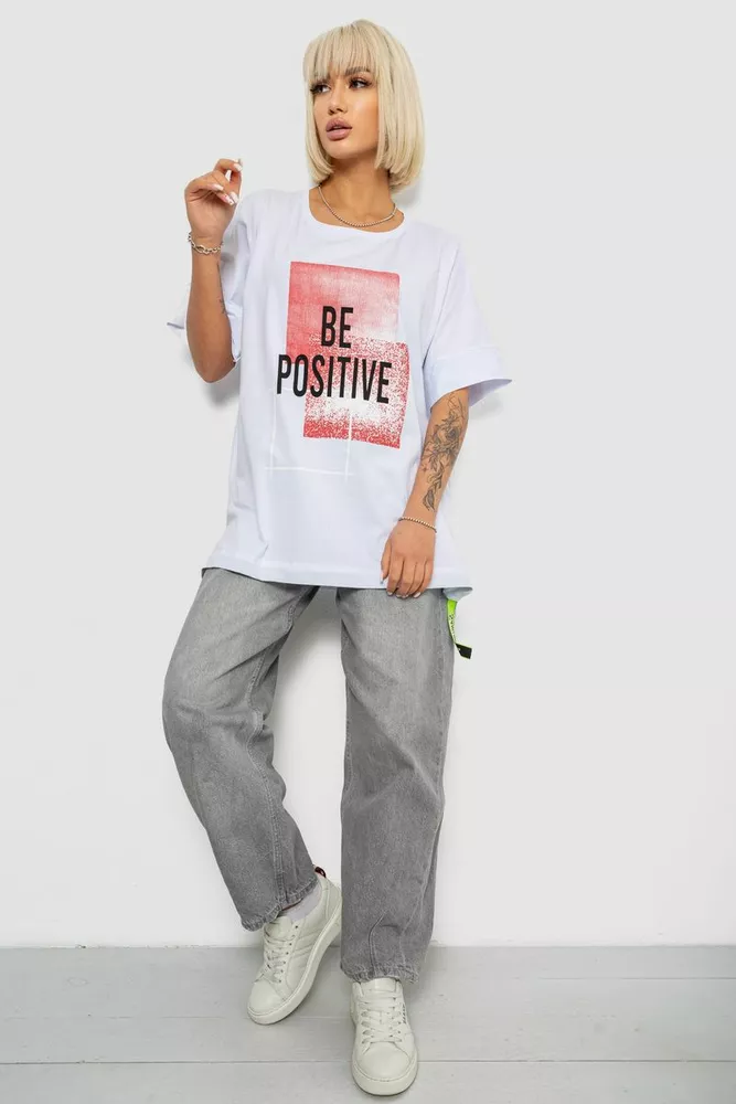 Купить Футболка женская с принтом, цвет белый, 244R4011 - Фото №8