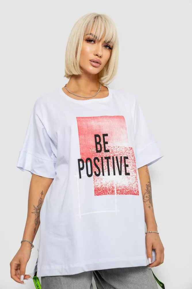 Купить Футболка женская с принтом, цвет белый, 244R4011 - Фото №9