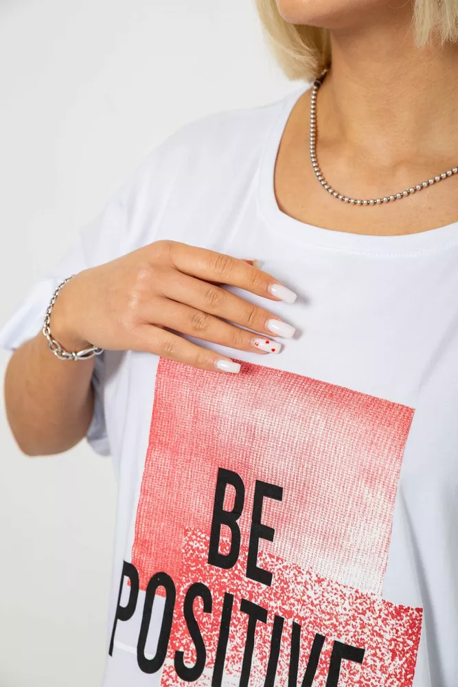 Купить Футболка женская с принтом, цвет белый, 244R4011 - Фото №11