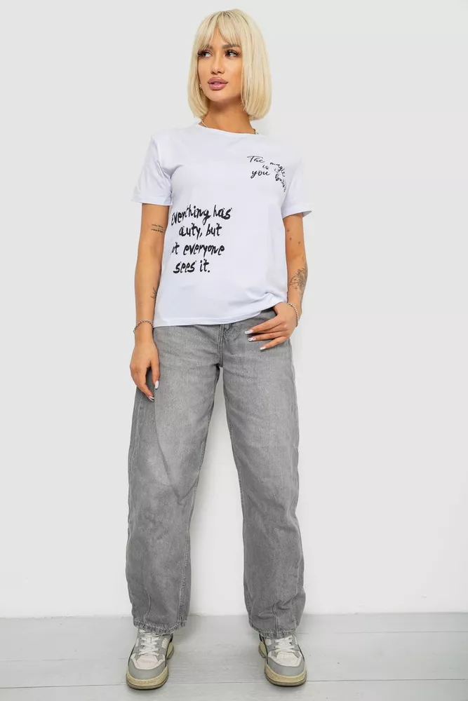 Купить Футболка женская с принтом, цвет белый, 244R1022 - Фото №2