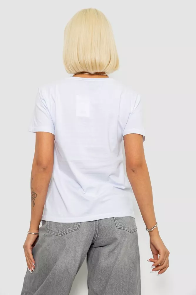Купить Футболка женская с принтом, цвет белый, 244R1022 - Фото №4