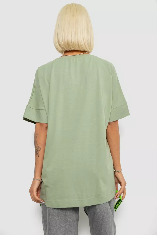 Купить Футболка женская с принтом, цвет оливковый, 244R4011 - Фото №4