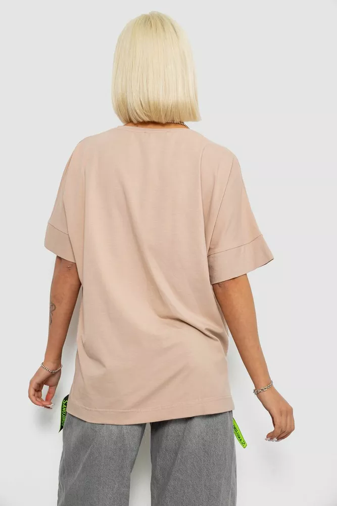 Купить Футболка женская с принтом, цвет бежевый, 244R4011 - Фото №4