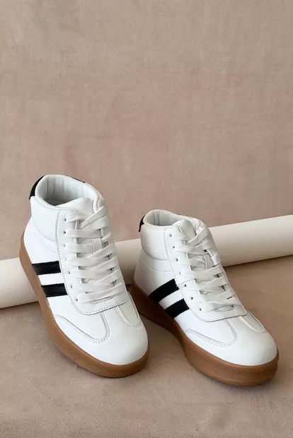 Кроссовки женские демисезонные, цвет бело-черный, 248RSD20-7