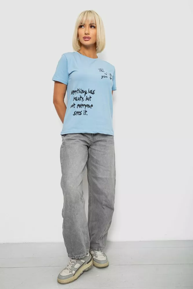 Купить Футболка женская с принтом, цвет голубой, 244R1022 - Фото №2