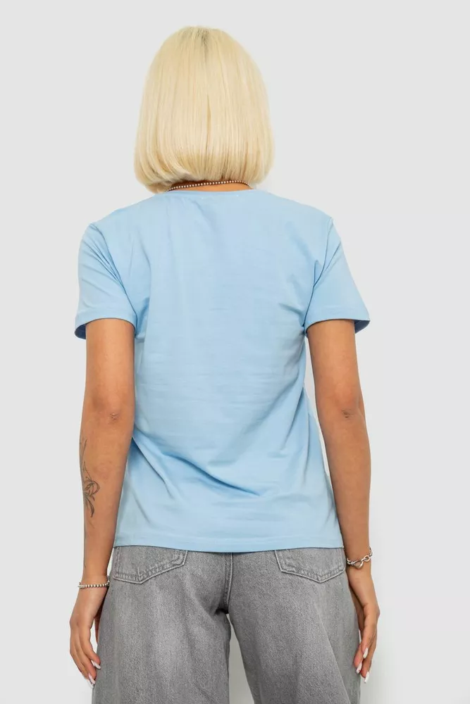 Купить Футболка женская с принтом, цвет голубой, 244R1022 - Фото №4