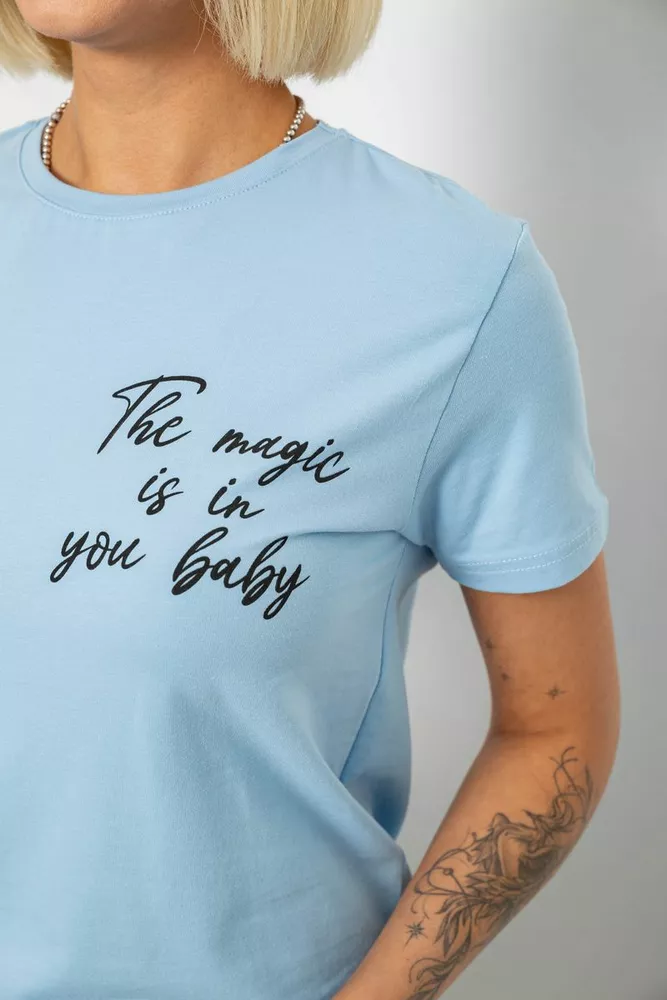 Купить Футболка женская с принтом, цвет голубой, 244R1022 - Фото №5