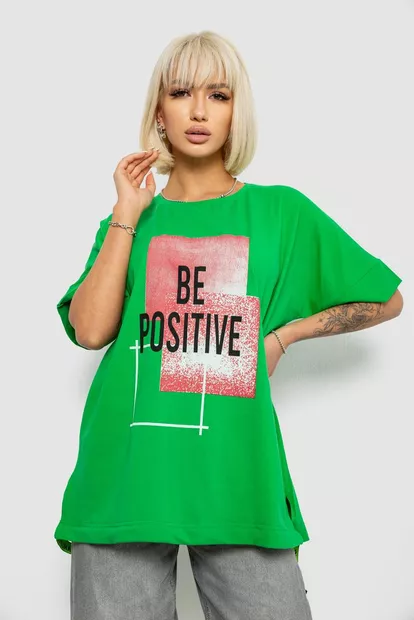 Футболка женская с принтом, цвет зеленый, 244R4011