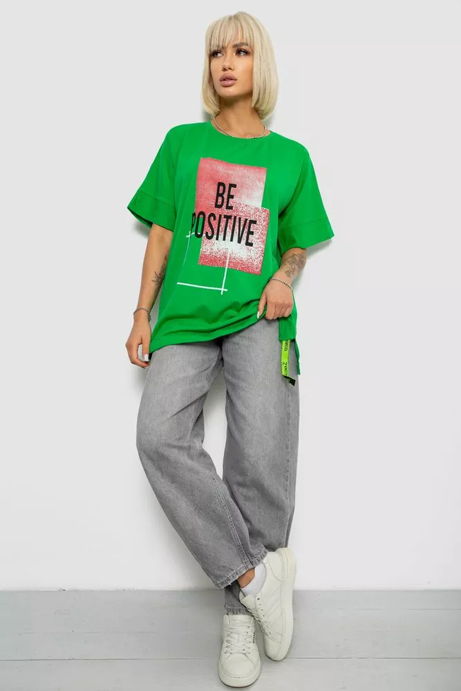 Купити Футболка жіноча з принтом, колір зелений, 244R4011 - Фото №2