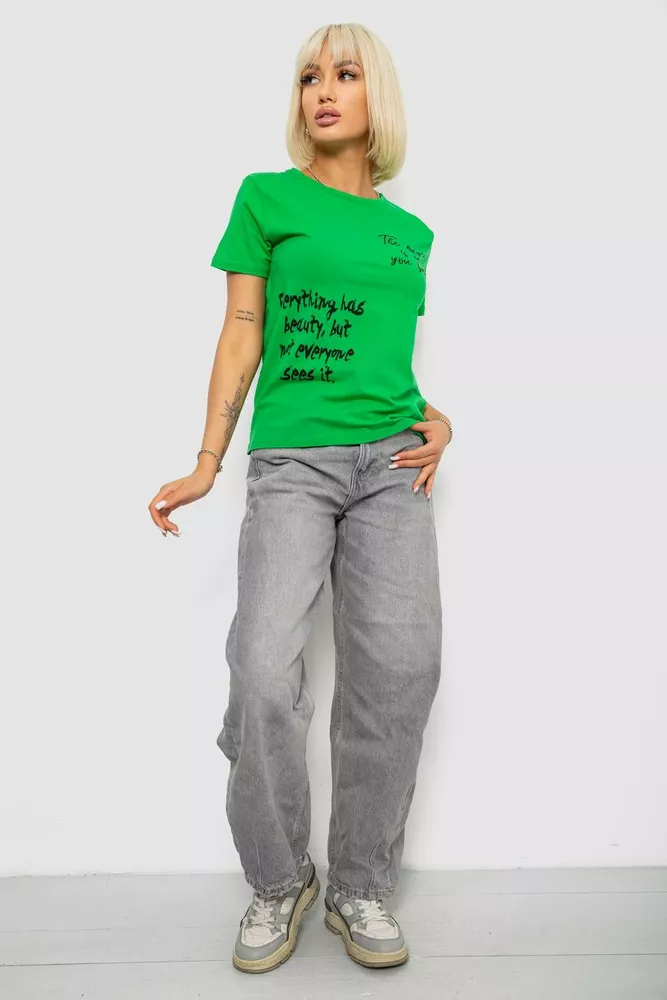 Купить Футболка женская с принтом, цвет зеленый, 244R1022 - Фото №2