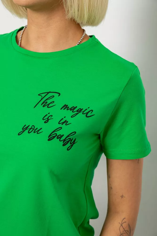 Купить Футболка женская с принтом, цвет зеленый, 244R1022 - Фото №5