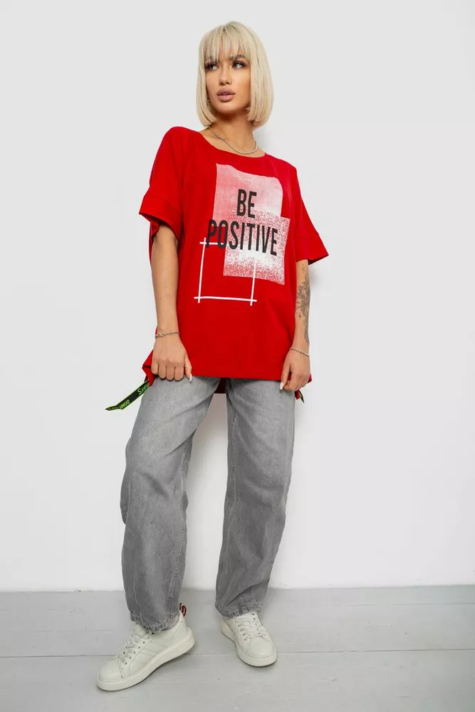 Купить Футболка женская с принтом, цвет красный, 244R4011 - Фото №2
