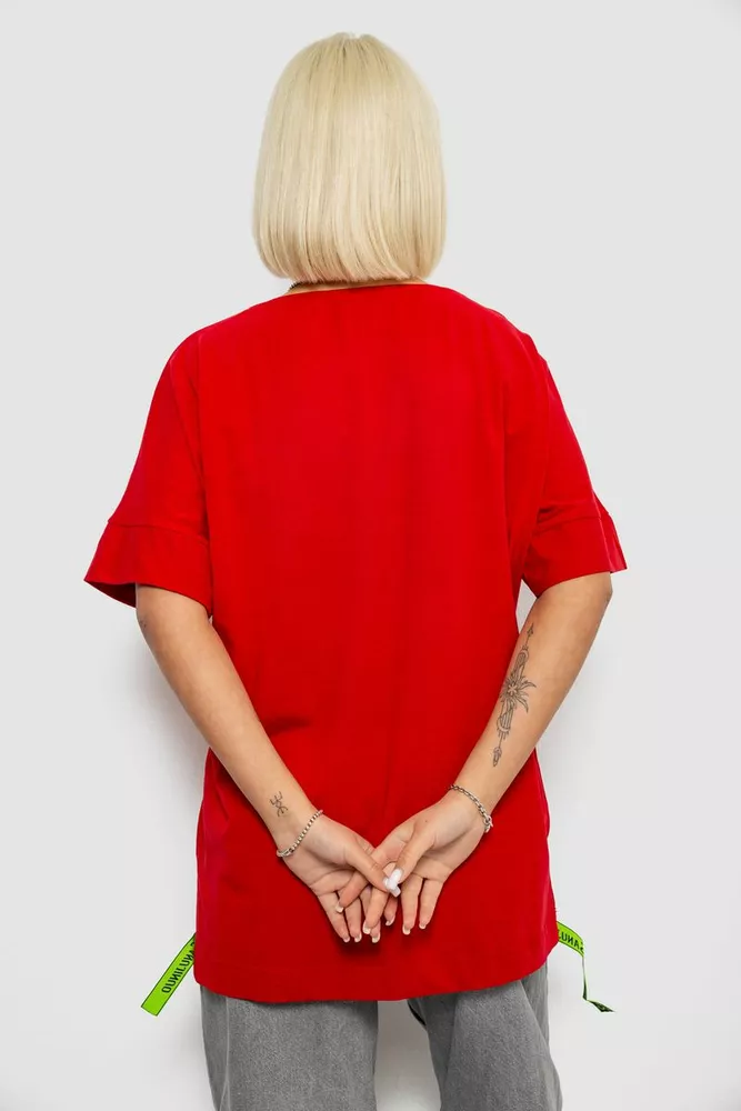 Купить Футболка женская с принтом, цвет красный, 244R4011 - Фото №4