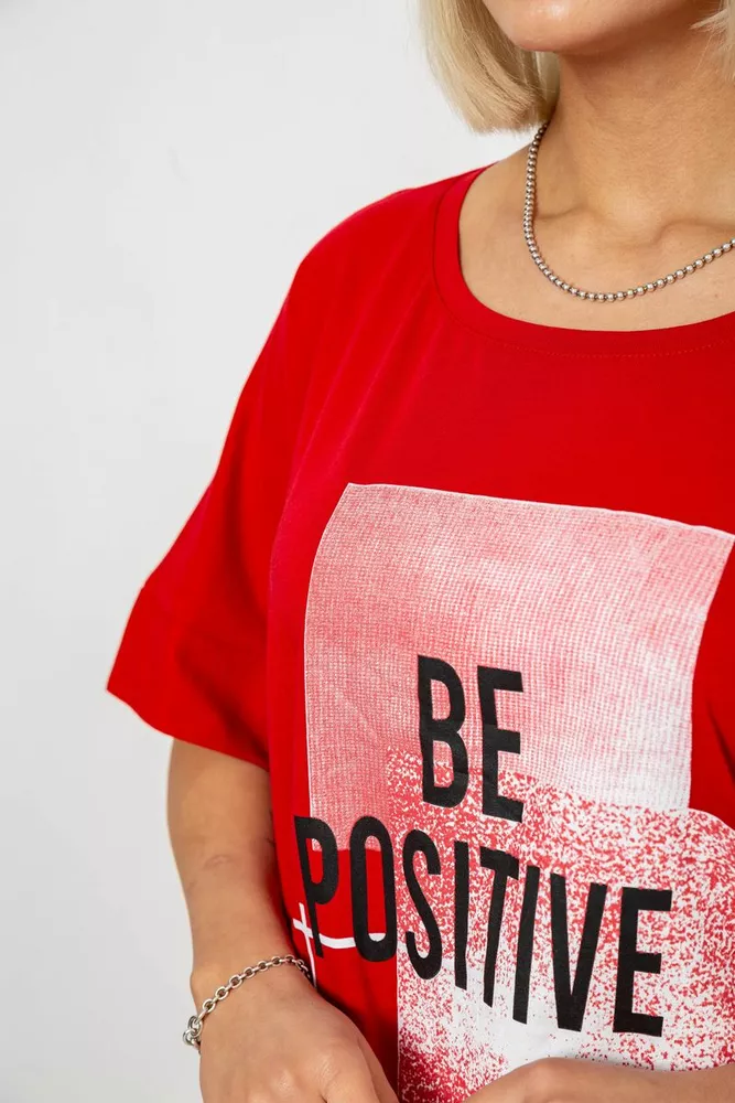 Купить Футболка женская с принтом, цвет красный, 244R4011 - Фото №5