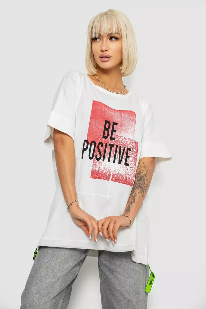 Купить Футболка женская с принтом, цвет молочный, 244R4011 - Фото №1