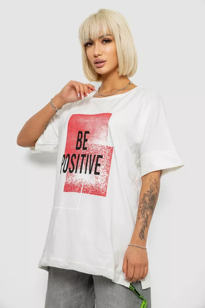 Купить Футболка женская с принтом, цвет молочный, 244R4011 - Фото №3