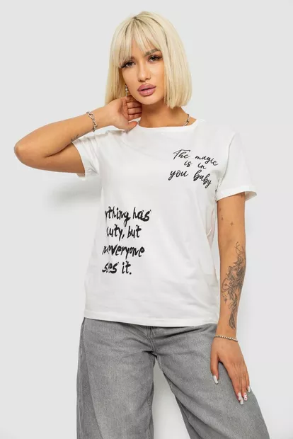 Футболка женская с принтом, цвет молочный, 244R1022