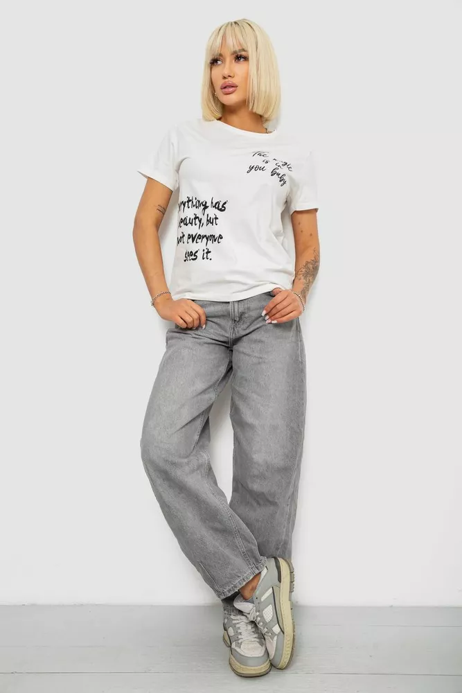 Купить Футболка женская с принтом, цвет молочный, 244R1022 - Фото №2