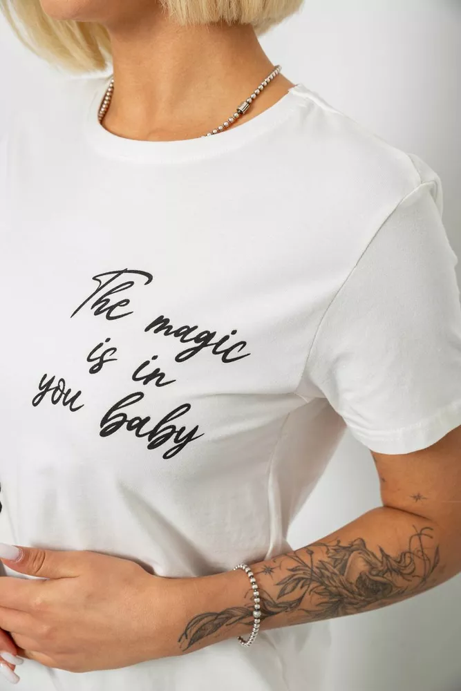 Купить Футболка женская с принтом, цвет молочный, 244R1022 - Фото №5