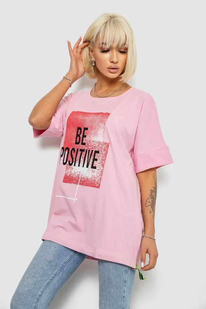 Купить Футболка женская с принтом, цвет розовый, 244R4011 - Фото №3