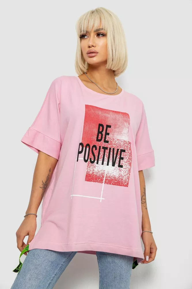Купить Футболка женская с принтом, цвет розовый, 244R4011 - Фото №1