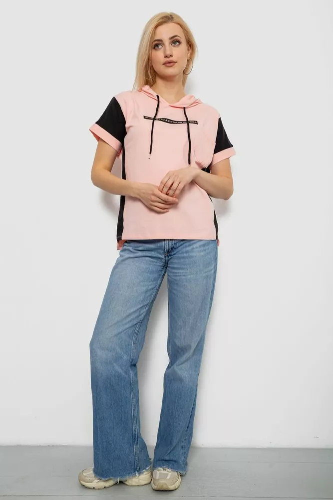 Купити Футболка жіноча з принтом, колір персиковий, 244R2311-5 - Фото №2