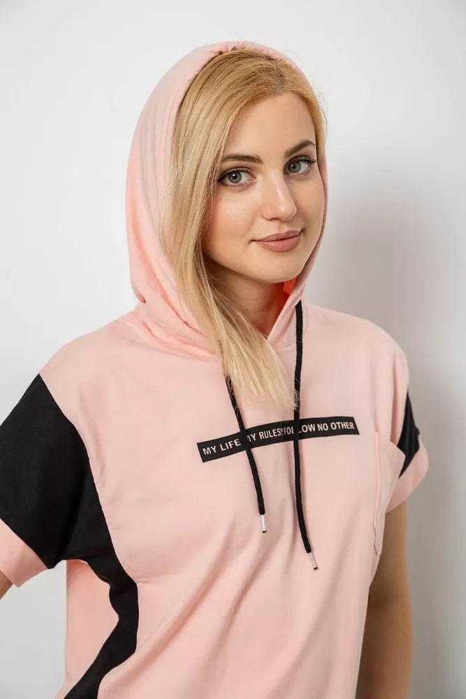 Купити Футболка жіноча з принтом, колір персиковий, 244R2311-5 - Фото №6