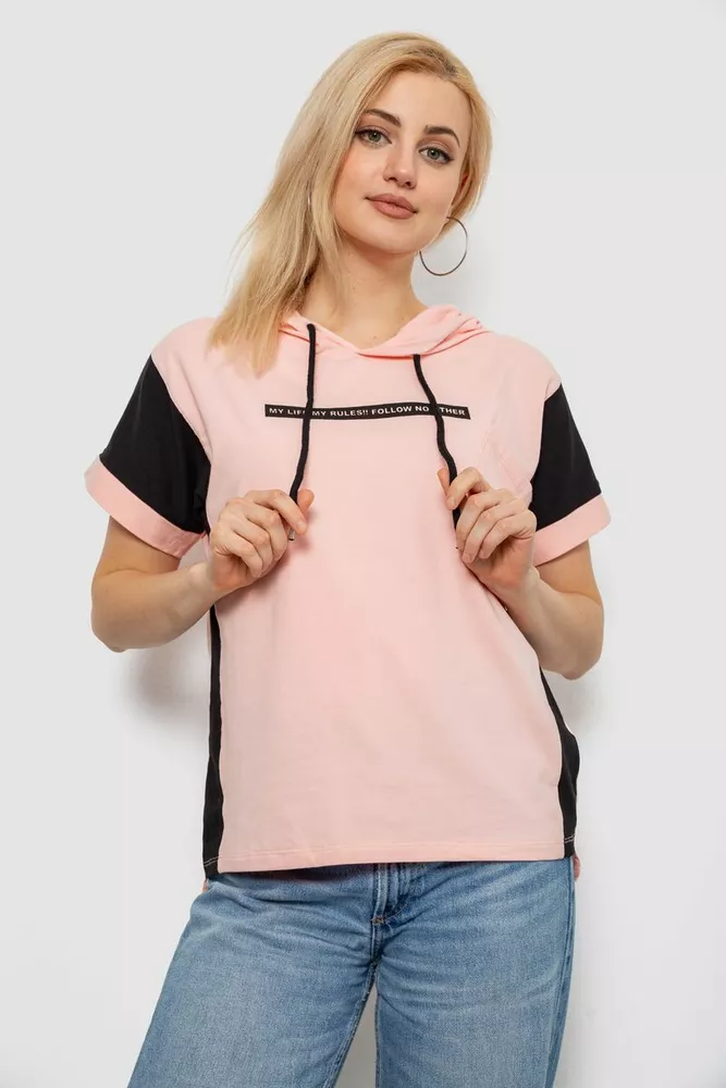 Купити Футболка жіноча з принтом, колір персиковий, 244R2311-5 - Фото №1