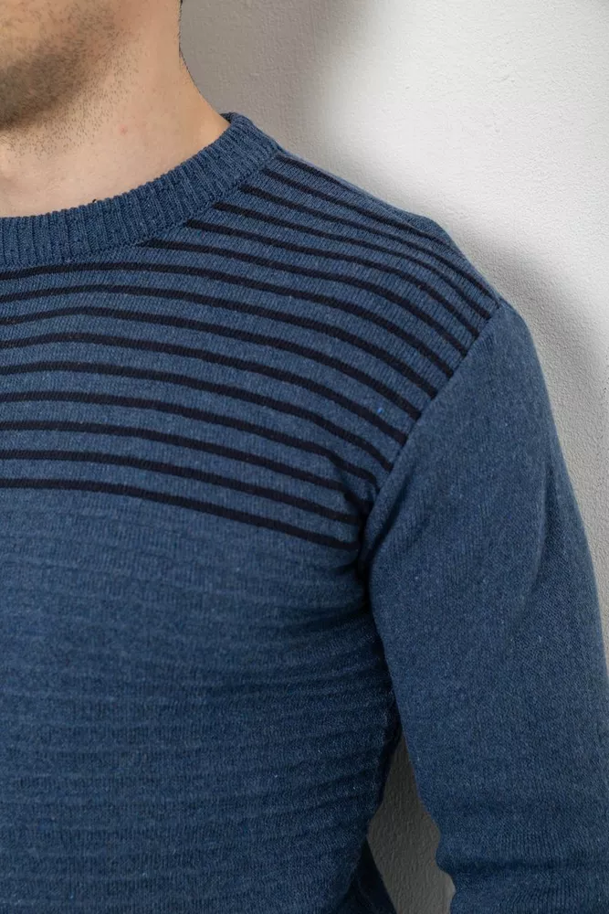 Купить Свитер мужской в полоску, цвет джинс, 161R1029 - Фото №5